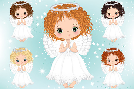 Cute Angel Clipart, Vector Religious