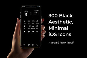 300 Black Minimal IOS 14 Icon Pack