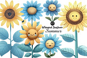 Whimsical Sunflower Summer Clipart, an Illustration by DreamArtGraphic (Thumbnail 1 of 8)