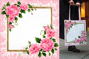 SET Mockup Border Frame Flower Rose