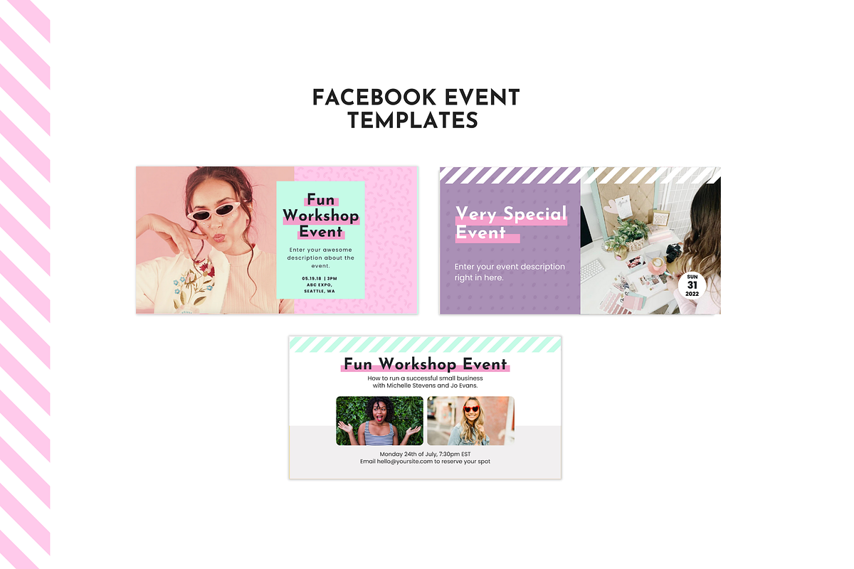 Pink Facebook Template Set for Canva, a Social Media Template by ltsdesigns (Photo 4 of 6)