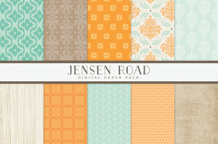 Aqua and Orange Digital Papers