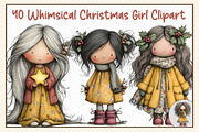 Whimsical Christmas Girl Clipart, an Illustration by cherrydesign (Thumbnail 1 of 3)