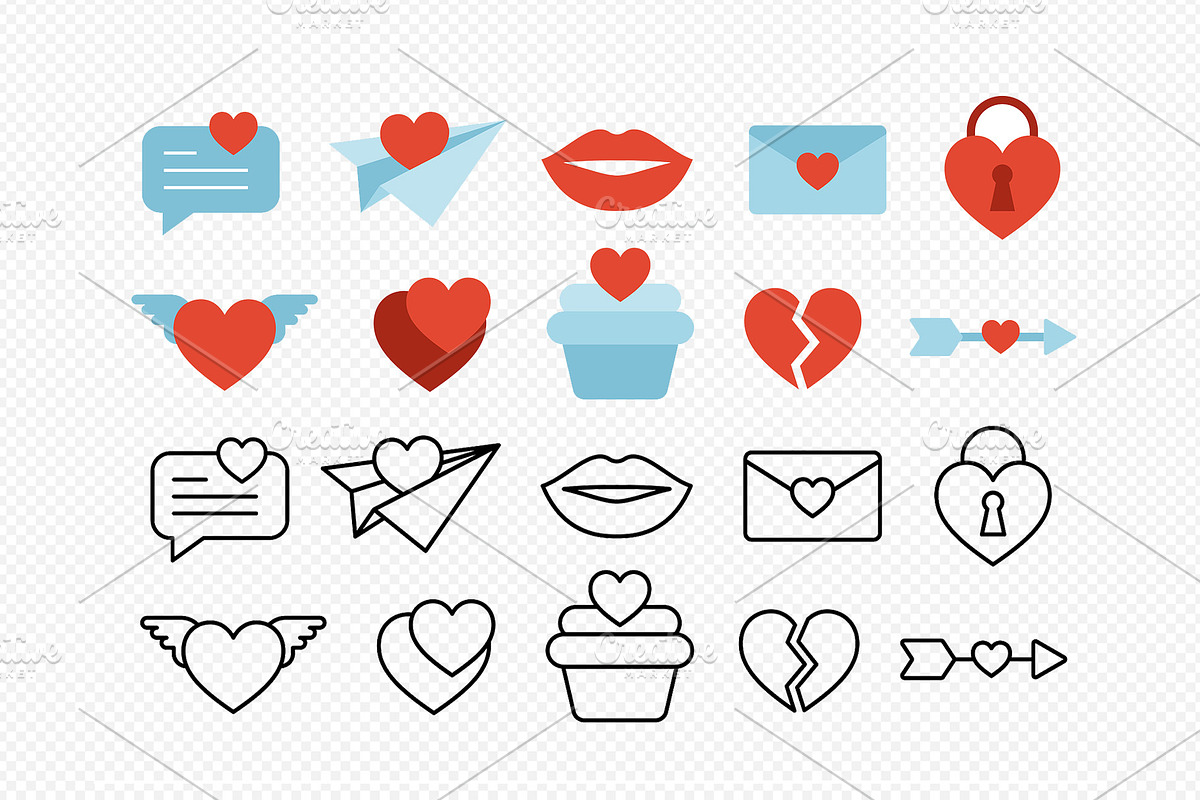 Set of Valentine Icons., a Decorative Illustration by kaisorn (Photo 2 of 3)