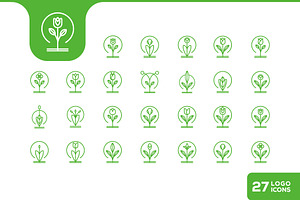 plant flower line minimal icon set, an Outline Icon by devastd