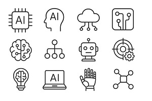 Various icons depicting artificial, a Technology Illustration by ZinetroN