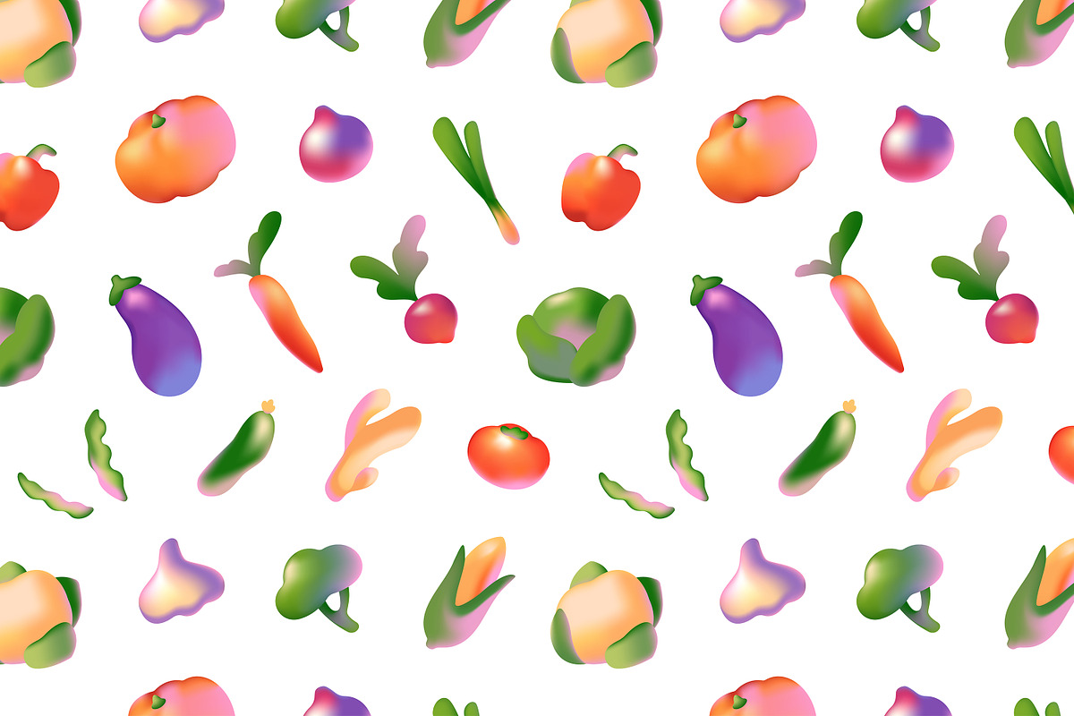 Gradient vegetables set + patterns, a Food Illustration by PaperTrident (Photo 5 of 5)