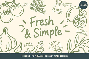Mediterranean Food Doodle Set, a Food Illustration by OREHOVKA