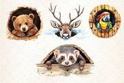 Funny Animals in Hole Clipart, an Illustration by Dream Creation (Thumbnail 6 of 6)