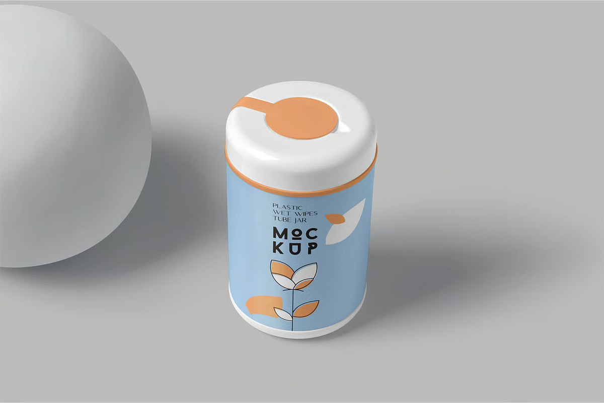 Wet Wipes Jar Mockups, a Packaging Mockup by megostudi0 (Photo 3 of 7)