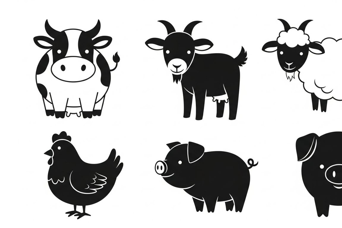 Cute Farm Animal Silhouette Bundle, an Illustration by hafijul (Photo 49 of 51)