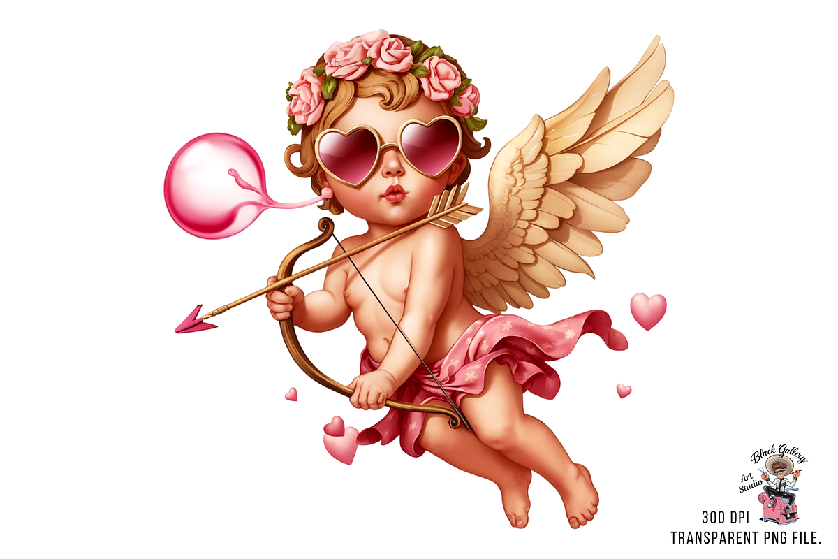 Cupid with Bow and Bubblegum Clipart, an Illustration by Clipart Studio (Photo 5 of 13)