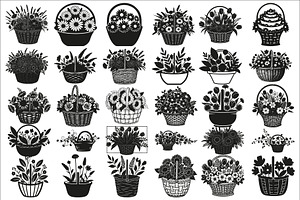 Charming flower basket wall art, an Illustration by Amazin_art