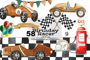 Nursery Watercolor Hand Painted Cars