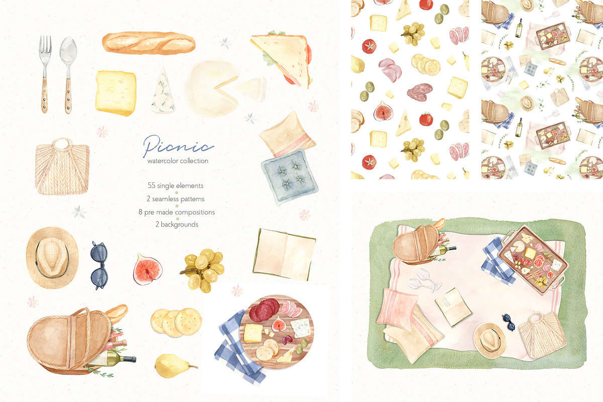 Picnic Time - Illustrations Set, a Food Illustration by Julia M. Watercolor (Photo 1 of 16)