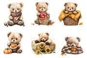Autumn Teddy Bear Clipart, an Illustration by Dream Creation (Thumbnail 2 of 6)