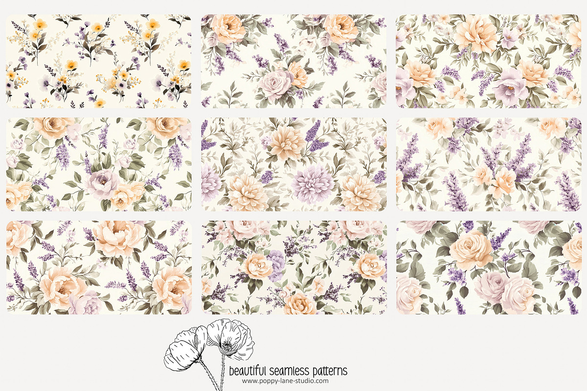 70 Provence floral seamless pattern, a Pattern Graphic by Poppy Lane Studio (Photo 5 of 10)