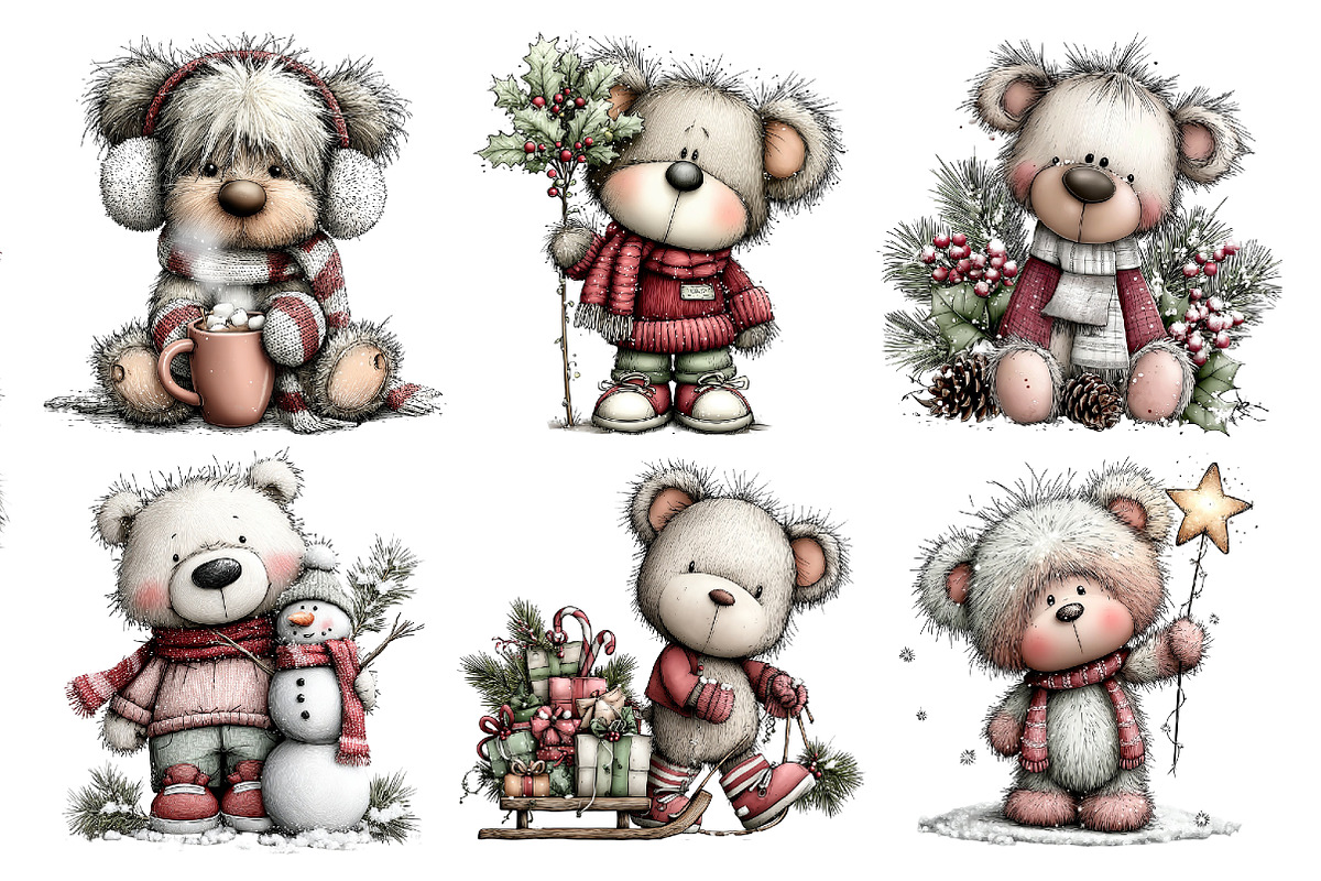 Whimsical Christmas Teddy Bear PNG, an Animal Illustration by Creative Art (Photo 2 of 6)