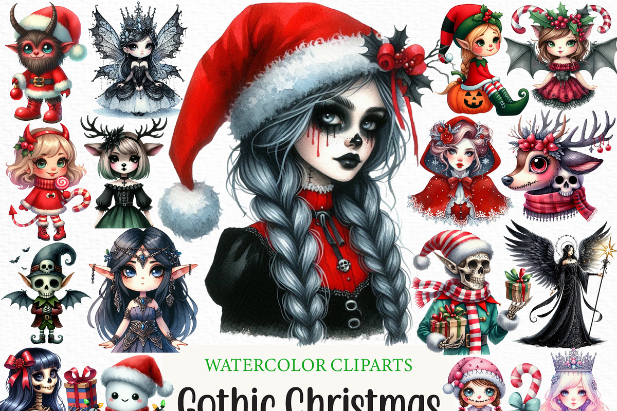 Cute Gothic Christmas Character, an Illustration by Craft Nest (Photo 1 of 6)
