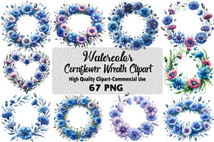 Cornflower Wreath Clipart Bundle, an Illustration by Daily.Designs