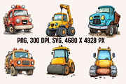 Cartoon Trucks and Diggers, a Transportation Illustration by PrintHaven Designs (Thumbnail 4 of 7)