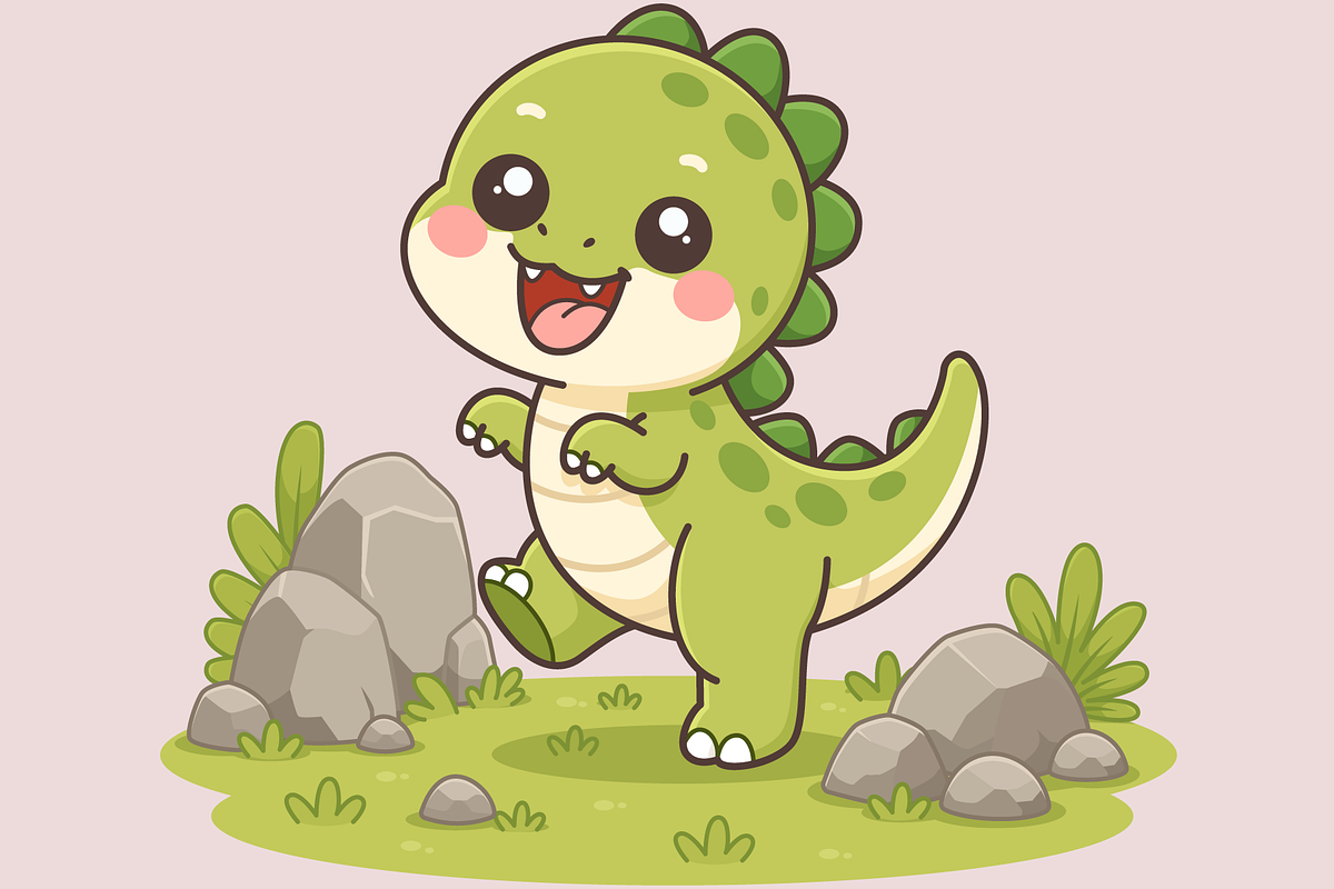 Happy Baby Dinosaur Cartoon, an Animal Illustration by Artpon Illustration (Photo 2 of 3)