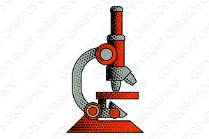 Microscope Retro Vintage Science, an Illustration by Christos Georghiou