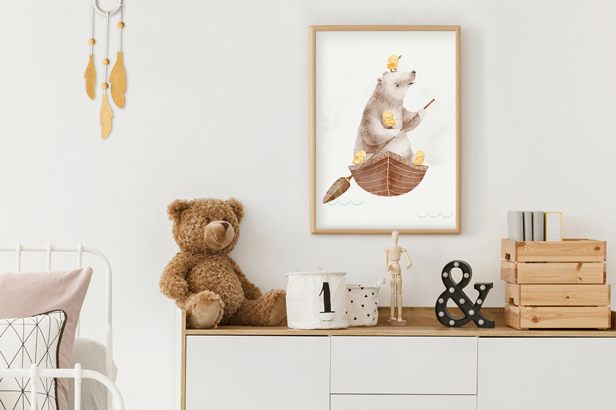 BEAR AND CHICKENS watercolor set, an Animal Illustration by erasovas (Photo 5 of 15)