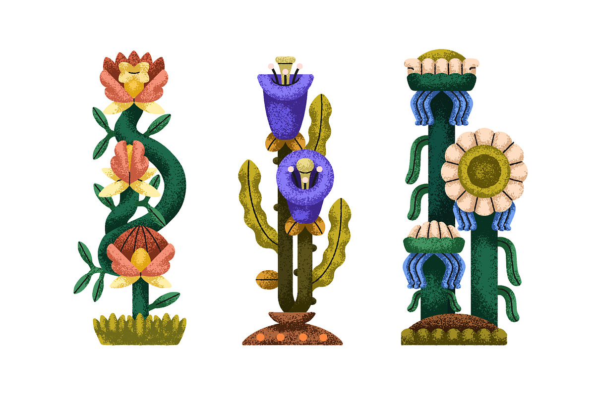 Abstract fantasy flowers set, a Decorative Illustration by Good Studio (Photo 3 of 6)