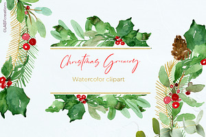 Christmas Greenery. Winter Foliage, an Illustration by LABFcreations
