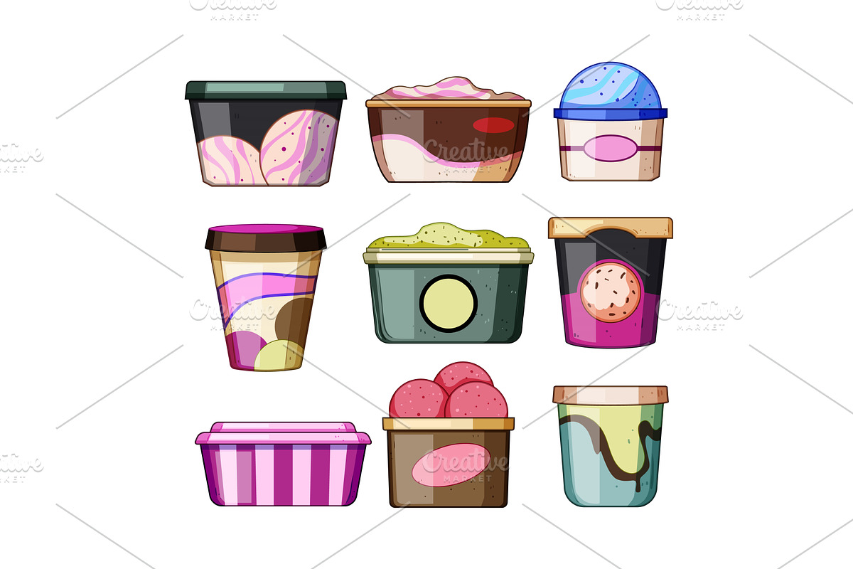 Cartoon collection of various ice, a Food Illustration by pikepicture