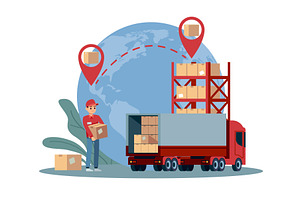 Cargo transportation. Logistics and, a Transportation Illustration by YummyBuum