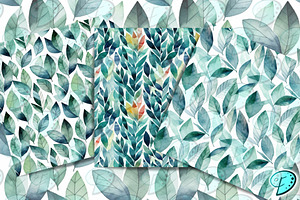 Watercolour Leaf Seamless Patterns