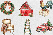 Vintage Christmas Farm Clipart, an Illustration by Black Bird Studio (Thumbnail 2 of 6)