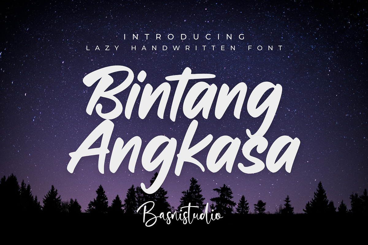 Bintang Angkasa Lazy Handwritten Fon, a Handwritten Font by Basnistudio (Photo 1 of 7)