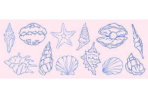 Vintage seashell and coastal doodle, an Illustration by art PVP - market