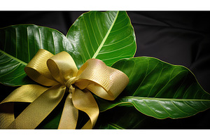 ribbon award leaves ai generated, a Beauty & Fashion Photo by pikepicture