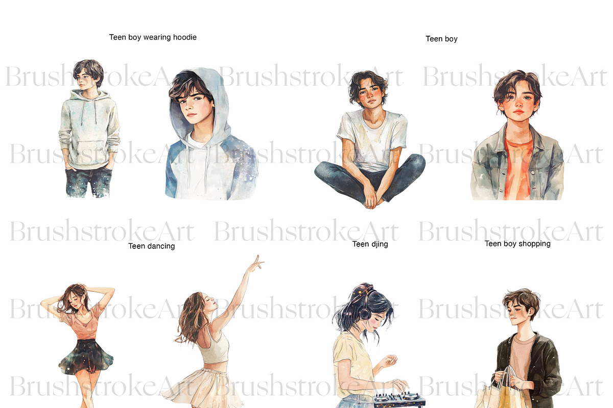 Teen Clipart, Young Woman, Cute Boys, a Person Illustration by BrushstrokeArtGB (Photo 6 of 10)