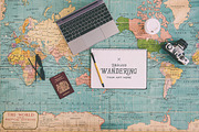 10 Flat Lay Travel Notebook Mockups, a Mac Mockup by White Flag (Thumbnail 1 of 4)