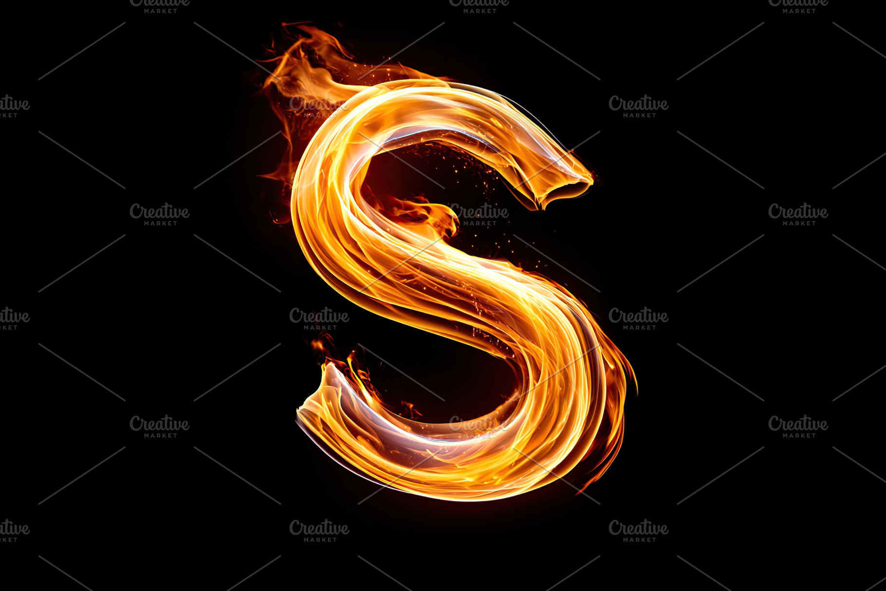 Swirling fire forms the letter S in an artistic display against a black backgro, an Arts & Entertainment Photo by AlyaAnd