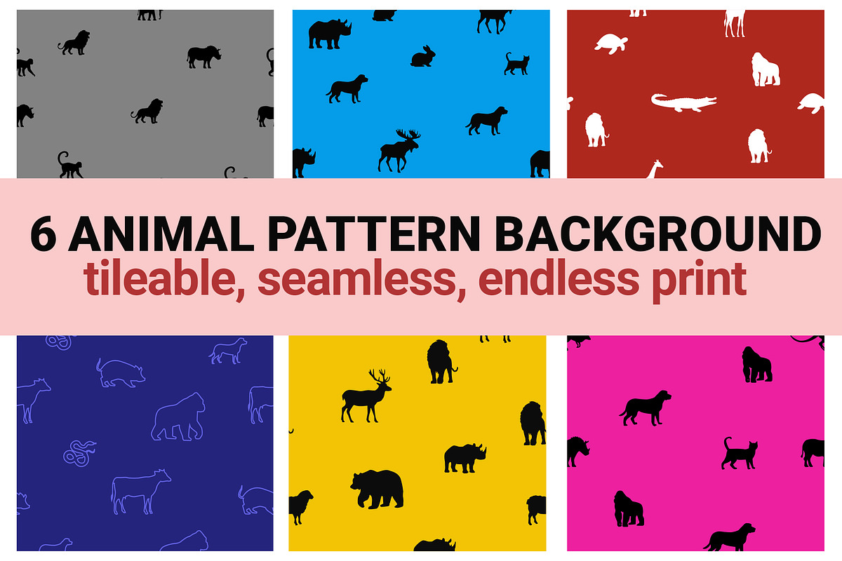 Animals tileable pattern backgrounds, an Animal Illustration by GreenStockPhotos (Photo 1 of 4)