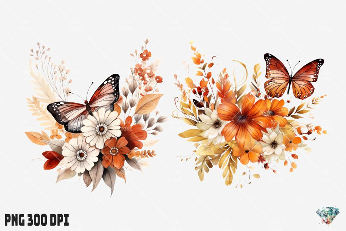 Autumn Butterfly Flowers, an Illustration by Gemstone (Photo 12 of 12)