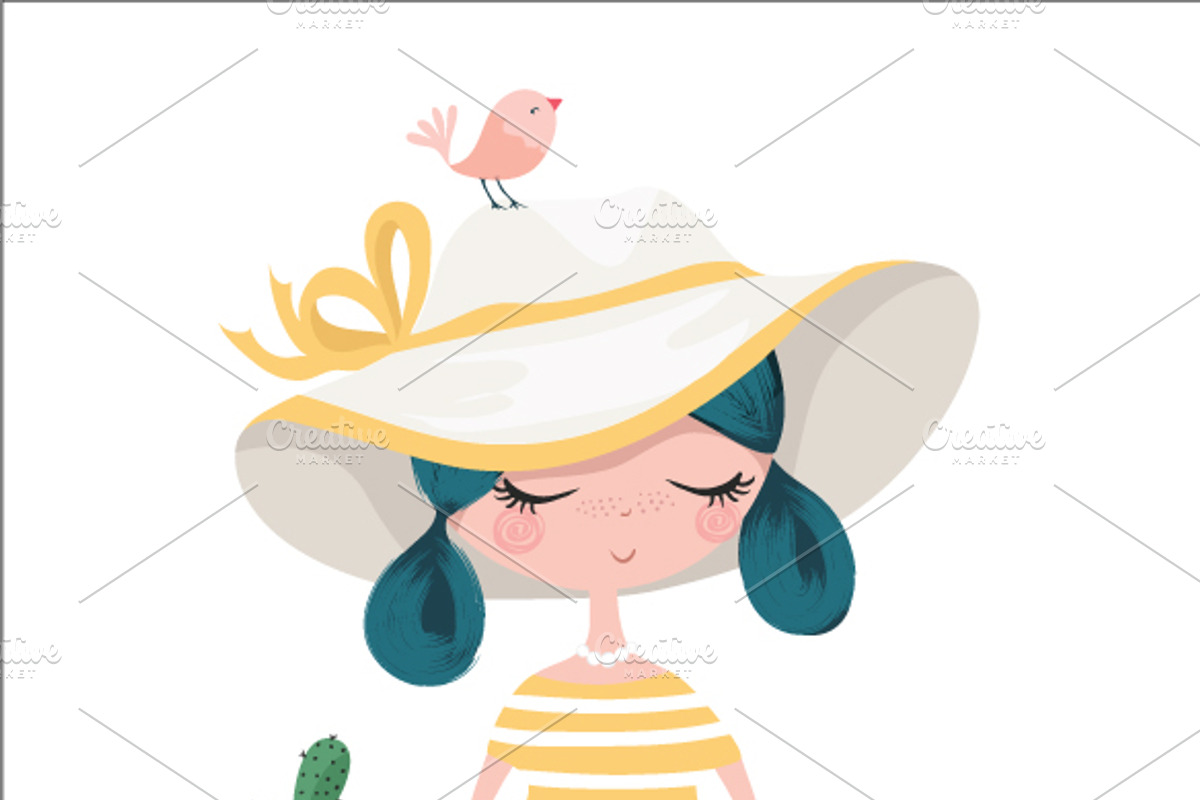 set with cartoon girls - cute girls, a Person Illustration by StudioLondon (Photo 6 of 9)
