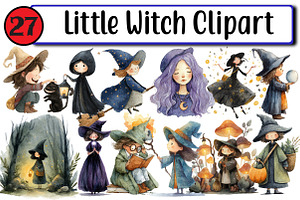 Little Witch Clipart, an Illustration by Design Market