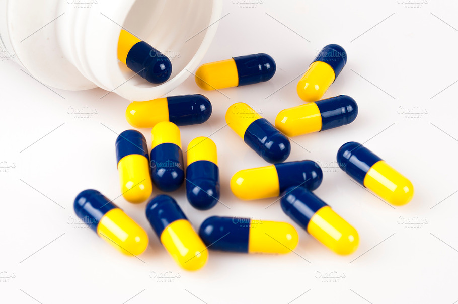 Healthy Capsules On White