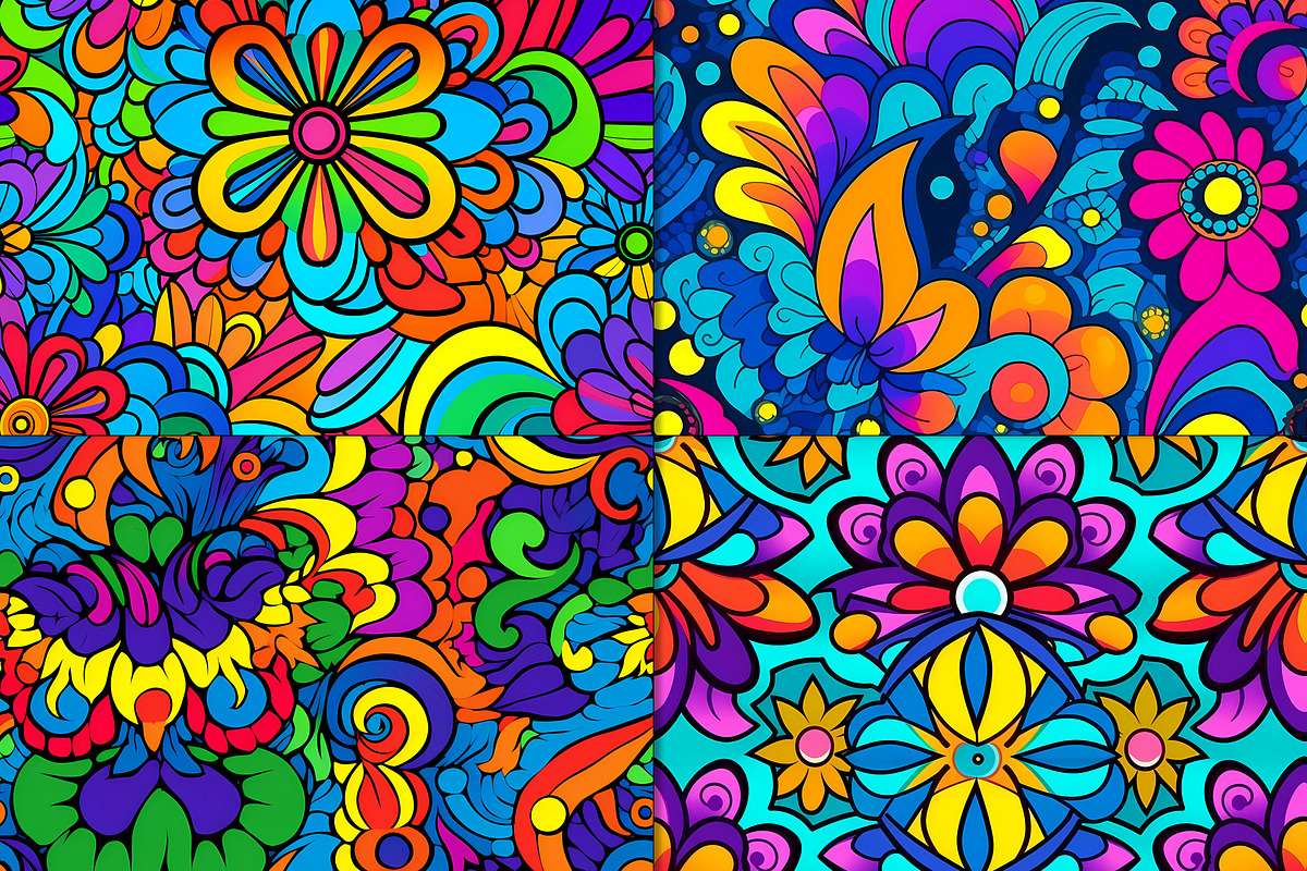 20 Seamless Psychedelic 1970s Set, a Pattern Graphic by Nordic Design (Photo 6 of 9)