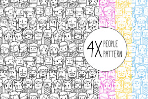 Seamless outline people pattern