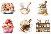 Watercolor Vintage Baking Clipart, an Illustration by OK Design (Thumbnail 4 of 5)