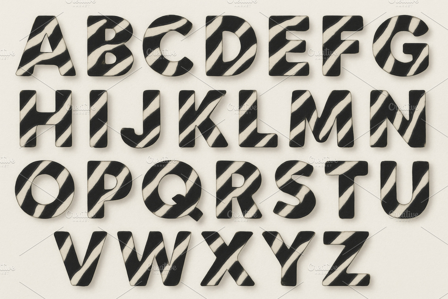 Animal print alphabet letters in zeb, a Photo by Dvoevnore photos