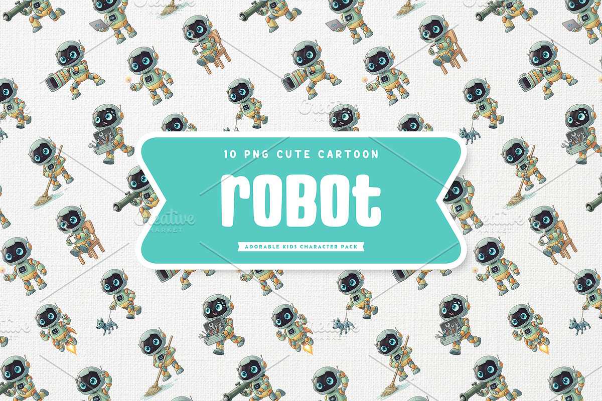 Adorable Robot Kids Cartoon, a Technology Illustration by Gohsantosa (Photo 3 of 4)